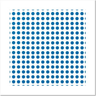 Blue Polka Dots on White Background Posters and Art